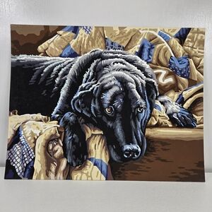 Guilty Pleasures Finished Acrylic Paint By Number Black Labrador VTG 14x11 Pets